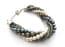 Chunky Faux Peal And Grey Beaded Twisted Torsade Adjustable Length Design Bracelet