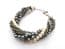 Chunky Faux Peal And Grey Beaded Twisted Torsade Adjustable Length Design Bracelet