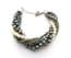 Chunky Faux Peal And Grey Beaded Twisted Torsade Adjustable Length Design Bracelet