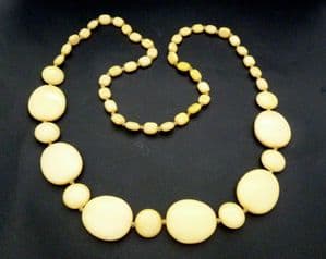 Chunky Mellow Yellow Long Length Retro Style Necklace