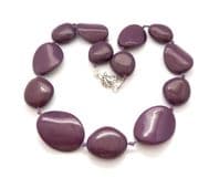 Chunky Purple Beaded Retro Design Matinee Length Necklace