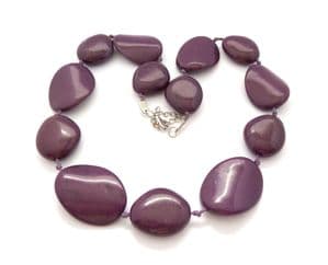 Chunky Purple Beaded Retro Design Matinee Length Necklace