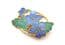 Fish And Crown Cloisonne Enamel Blue Floral Brooch