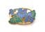 Fish And Crown Cloisonne Enamel Blue Floral Brooch