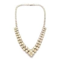intage Rhinestone Set Ornate Chevron Drop Style Statement Design Choker Necklace