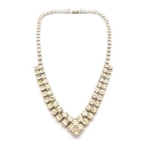 intage Rhinestone Set Ornate Chevron Drop Style Statement Design Choker Necklace