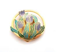 Large Cloisonne Enamel Tulip Flower Design Scarf Clip