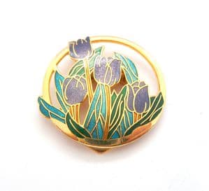Large Cloisonne Enamel Tulip Flower Design Scarf Clip