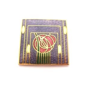 Large Cloisonne Rennie Mackintosh Style Design Glasgow Rose Flower Detailed Scarf Clip