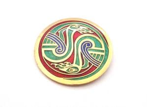 Large Zoomorphic Serpent Design Tara Wear Style Celtic Cloisonne Enamel Brooch By Sea Gems