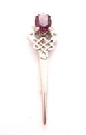 Scottish Faux Amethyst Rhinestone Set Kilt Pin Style Brooch