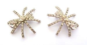 Set Of Two Vintage Rhinestone Set Spider Arachnid Mid Century Brooches