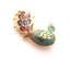 Small And Dainty Cloisonne Enamel Peacock Bird Design Brooch