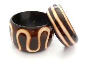 Two Chunky Geometric Retro Design Boho Style Bangles