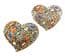 Two Large Rhinestone And Bead Set Heart Brooches.