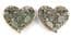Two Large Rhinestone And Bead Set Heart Brooches.