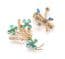 Two Vintage Blue And Clear Rhinestone Set Modernist Floral Design Mid Century Brooches