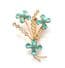 Two Vintage Blue And Clear Rhinestone Set Modernist Floral Design Mid Century Brooches