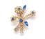 Two Vintage Blue And Clear Rhinestone Set Modernist Floral Design Mid Century Brooches
