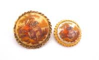 Two Vintage Frangonard Style Courting Countryside Couple Brooches