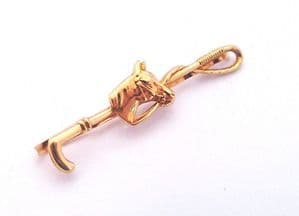 Vintage 9ct Gold Andreas Daub Fully Hallmarked Horse And Crop Tie Slide
