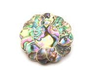 Vintage Abalone Shell And Alpaca Silver Geometric Retro Design Brooch