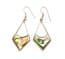 Vintage Abalone Shell And Alpaca Silver Geometric Shaped Drop Design Earrings