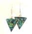 Vintage Abalone Shell Inlaid Alpaca Silver Triangular Drop Design Earrings