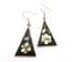 Vintage Abalone Shell Inlaid Alpaca Silver Triangular Drop Floral Design Earrings