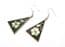 Vintage Abalone Shell Inlaid Alpaca Silver Triangular Drop Floral Design Earrings