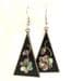 Vintage Abalone Shell Inlaid Alpaca Silver Triangular Drop Floral Design Earrings