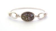 Vintage Abalone Shell Set Geometric Design Bangle By Avon