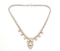 Vintage Abstract Floral Drop Rhinestone Set Geometric Design Choker Necklace