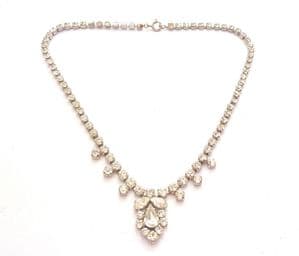 Vintage Abstract Floral Drop Rhinestone Set Geometric Design Choker Necklace