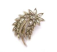 Vintage Abstract Modernist Style Naturalistic Leaf And Flower Design Brooch