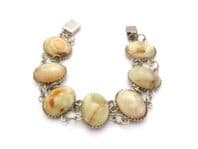 Vintage Alabaster Onyx Cabochon Bracelet