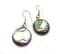 Vintage Alpaca Silver And Abalone Shell Circular Disc Shaped Drop Earrings