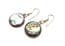 Vintage Alpaca Silver And Abalone Shell Circular Disc Shaped Drop Earrings