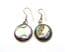 Vintage Alpaca Silver And Abalone Shell Circular Disc Shaped Drop Earrings