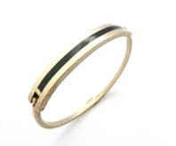 Vintage Alpaca Silver And Black Enamel Geometric Design Bangle