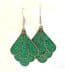 Vintage Alpaca Silver And Crushed Turquoise Fan Shaped Drop Design Earrings