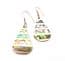 Vintage And Abalone Shell Inlaid Alpaca Silver Striped Teardrop Design Earrings