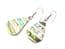 Vintage And Abalone Shell Inlaid Alpaca Silver Striped Teardrop Design Earrings