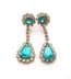 Vintage Aqua Blue And Clear RhinestoneTeardrop Design Earrings