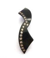 Vintage Art Deco Era Celluloid And Rhinestone Abstract Bow Design Hat Flash Cloche Pin