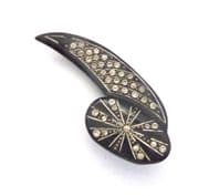 Vintage Art Deco Era Celluloid And Rhinestone Abstract Design Hat Flash Cloche Pin