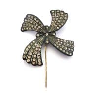 Vintage Art Deco Era Celluloid And Rhinestone Pinwheel Design Hat Flash Cloche Pin
