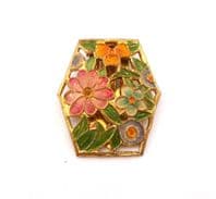 Vintage Art Deco Era Cold Painted Enamel Floral Czech Design Dress Clip