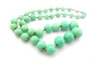 Vintage Art Deco Era Green Peking Glass Style Beaded Short Length Necklace
