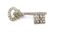Vintage Art Deco Era Rhinestone Set Key Design Brooch